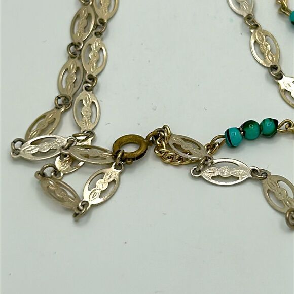 Vintage double strand Necklace with turquoise glass beads. - Picture 4 of 5